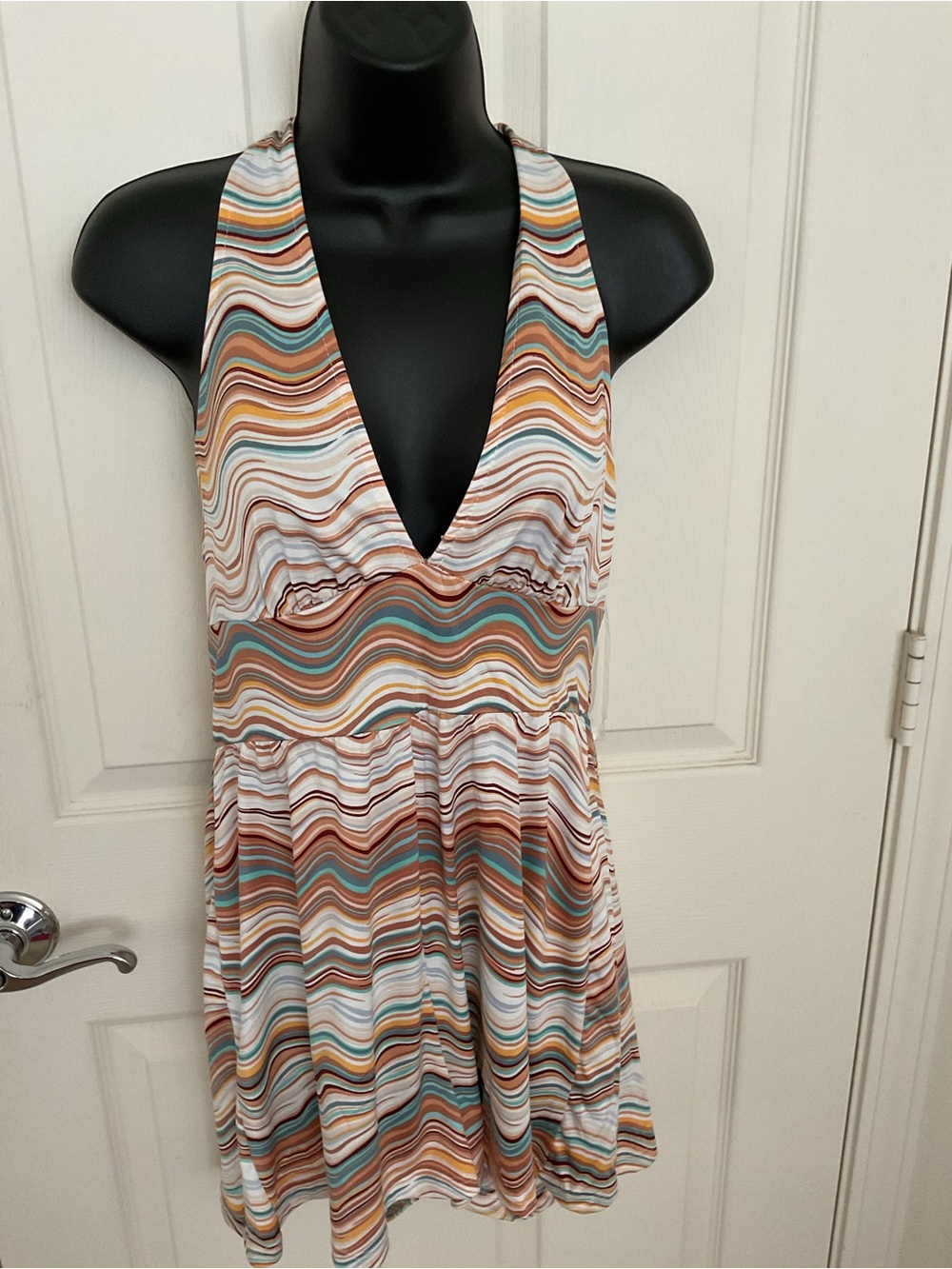 rue21 Multicolor Wavy Stripe Top - Turquoise, Mustard & Rust